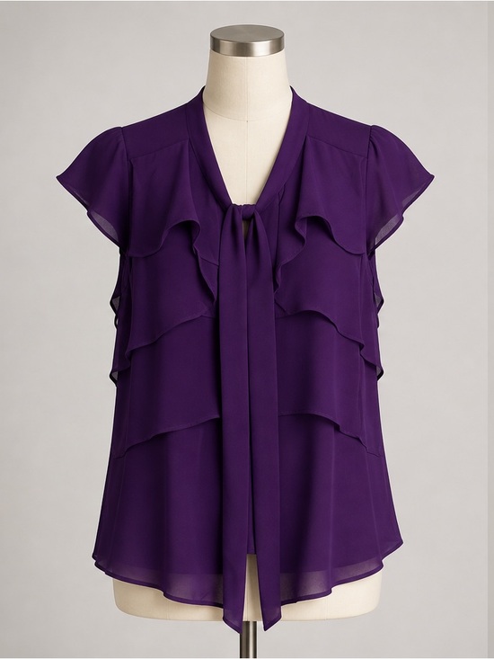 Judith & Charles Tops - Judith & Charles Purple 100% Silk Ruffle Tiered Sleeveless Blouse Size 6